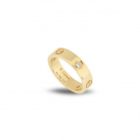 Cartier Yellow Gold Half Diamond Love Ring Size 52 B4032400